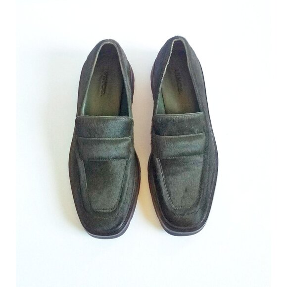 VINCE Robin Penny Loafers Dark Green Calf Hair EU 36 US 6 Slip On - Picture 5 of 12
